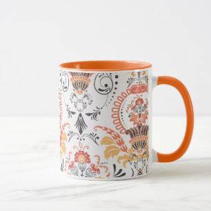 Oranje en witte damast...koffie mok
