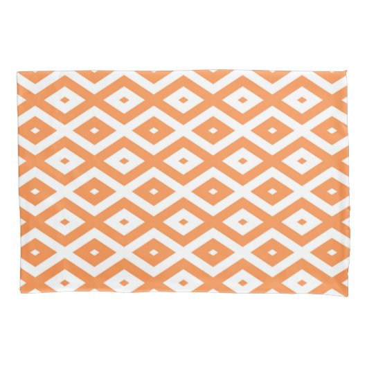 Oranje en witte diamant patroon kussensloop (Voorkant)