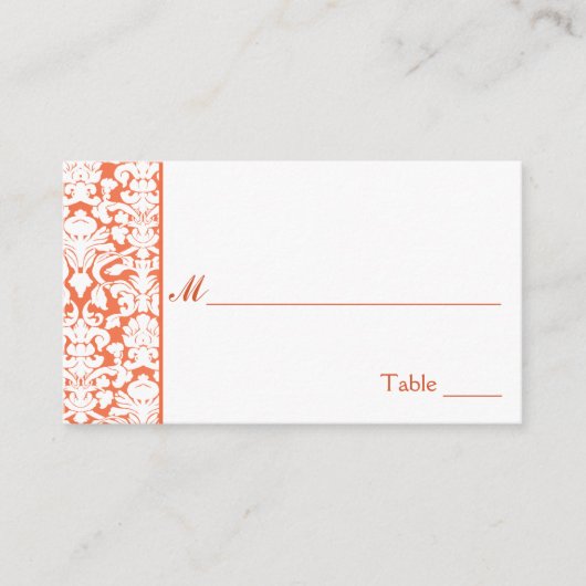 Oranje en witte dunnecards plaatskaartje (Voorkant)