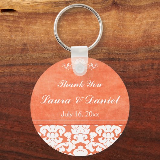 Oranje en witte dunningbruin sleutelhanger (Voorkant)