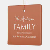 Oranje en witte eenvoudige  familie keramisch ornament (Links)