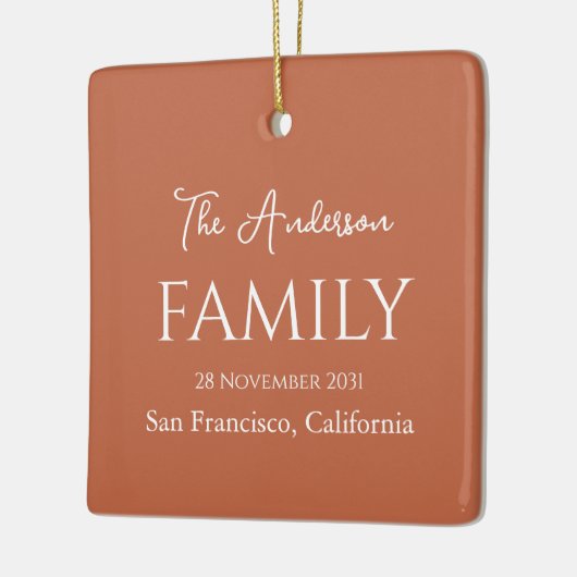 Oranje en witte eenvoudige  familie keramisch ornament (Links)