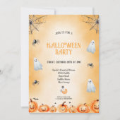 ORANJE EN WITTE EN ZWARTE HALLOWEEN PARTY KAART (Voorkant)