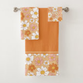 Oranje en witte Floral Bath Towel Set Bad Handdoek (Insitu)