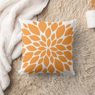 Oranje en witte Floral Burst Kussen