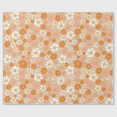 Oranje en witte Floral Cadeaupapier (Vlak)