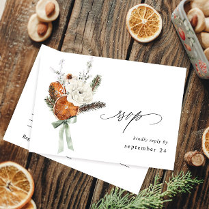 Oranje en witte Floral met RSVP Kaartje