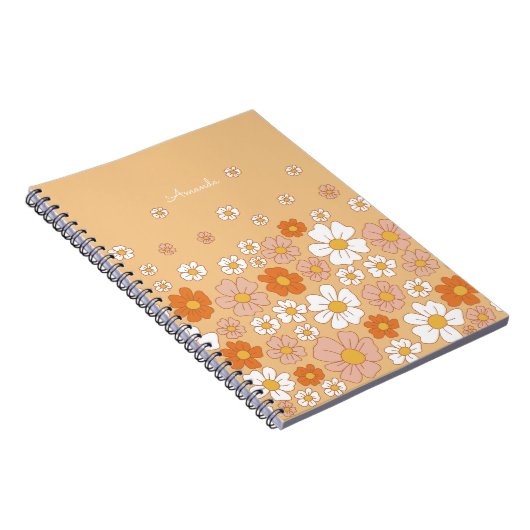 Oranje en witte Floral Notitieboek (Rechterzijde)