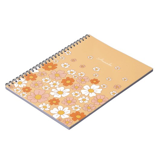 Oranje en witte Floral Notitieboek (Linkerzijde)
