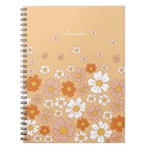 Oranje en witte Floral Notitieboek