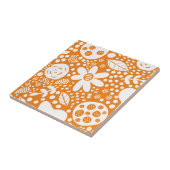 Oranje en witte Floral Tegeltje (Zijkant)