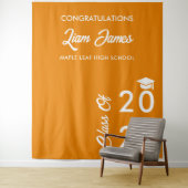 Oranje en Witte Fotocabine Achtergrond voor Afstud Wandkleed (In situ)