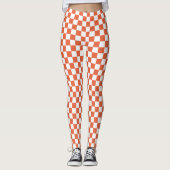 Oranje en Witte Gecontroleerde Spandex-Leggings Leggings (Voorkant)