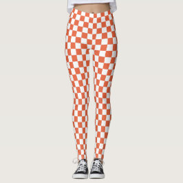 Oranje en Witte Gecontroleerde Spandex-Leggings Leggings