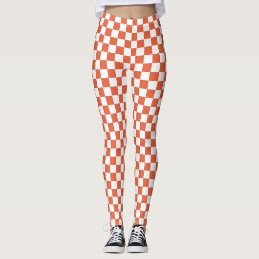 Oranje en Witte Gecontroleerde Spandex-Leggings Leggings (Voorkant)