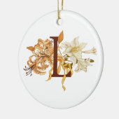 Oranje en witte gelilies, letter L Keramisch Ornament (Links)