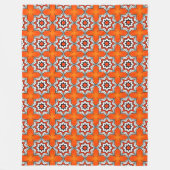Oranje en witte geometrische mandala patroon Handd Fleece Deken (Voorkant)