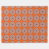 Oranje en witte geometrische mandala patroon Handd Fleece Deken (Voorkant (Horizontaal))