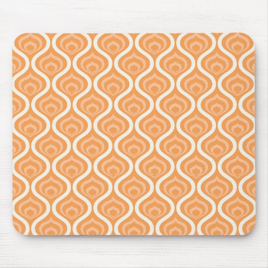 Oranje en witte geometrische retro muismat (Voorkant)