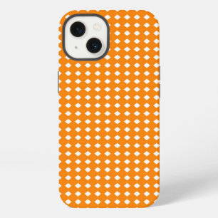 Oranje en witte geometrische ruitpatroon iPhone 13 hoesje