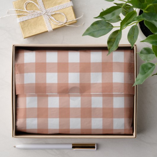 Oranje en witte geruite tissuepapier (Geschenk)