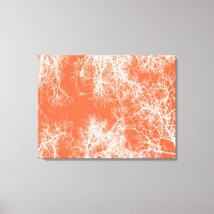 Oranje en witte gesilhoueteerde bomen canvas afdruk