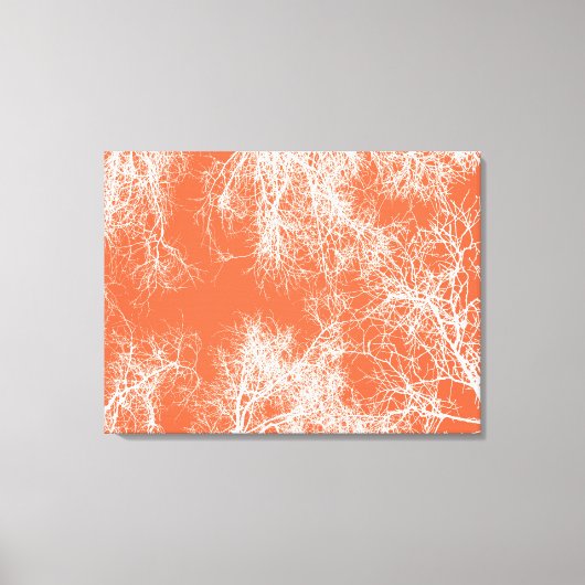 Oranje en witte gesilhoueteerde bomen canvas afdruk (Voorkant)