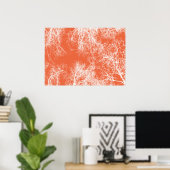 Oranje en witte gesilhoueteerde bomen poster (Thuiskantoor)