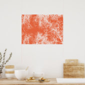 Oranje en witte gesilhoueteerde bomen poster (Keuken)