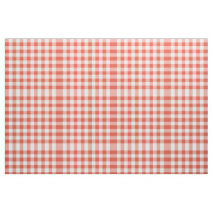 Oranje en witte Gingham Block Pattern Fabric Stof