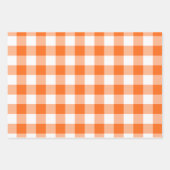 Oranje en witte Gingham Check Plaid Inpakpapier Vel (Voorkant 3)