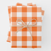 Oranje en witte Gingham Check Plaid Inpakpapier Vel (In situ)