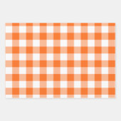 Oranje en witte Gingham Check Plaid Inpakpapier Vel (Voorkant)