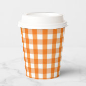 Oranje en witte gingham geruit Halloween Papieren Bekers (Voorkant)