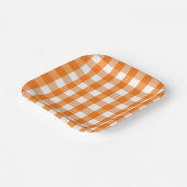 Oranje en witte gingham geruit Halloween Papieren Bordje (Gebogen)