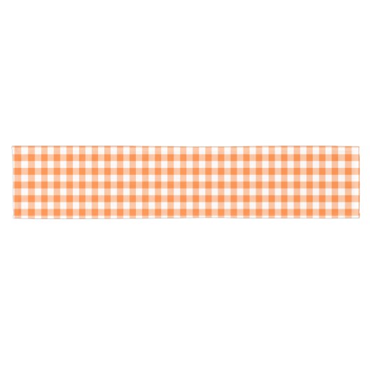 Oranje en witte Gingham Gingham Checktable Runner Korte Tafelloper (Horizontaal)