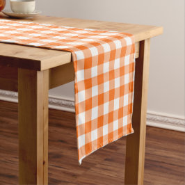 Oranje en witte Gingham Gingham Checktable Runner Korte Tafelloper