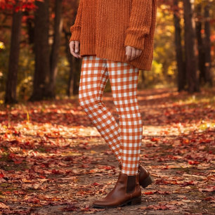 Oranje en witte gingham ruitjes leggings