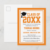 Oranje en Witte GraduPartij Uitnodiging Briefkaart (Voorkant / Achterkant)
