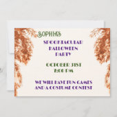 Oranje en witte Halloween Gothic Tree Kaart (Voorkant)