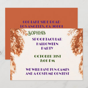 Oranje en witte Halloween Gothic Tree Kaart