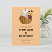 Oranje en witte Herfst Pumpkin Oranje bruiloft Kaart (Staand voorkant)