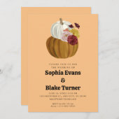 Oranje en witte Herfst Pumpkin Oranje bruiloft Kaart (Voorkant / Achterkant)