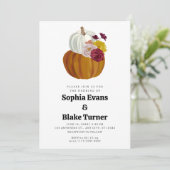 Oranje en witte Herfst Pumpkin White Wedding Kaart (Staand voorkant)