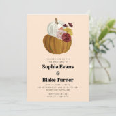 Oranje en witte Herfst Pumpkin Yellow Wedding Kaart (Staand voorkant)