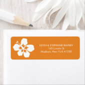 Oranje en witte Hibiscusbloem Etiket (Insitu)