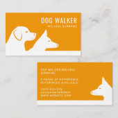 Oranje en witte hond Silhouettes Dog Walker Visitekaartje (Voorkant / Achterkant)