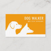 Oranje en witte hond Silhouettes Dog Walker Visitekaartje (Voorkant)