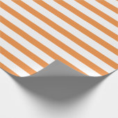Oranje en witte horizontale streep cadeaupapier (Hoek)