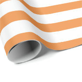 Oranje en witte horizontale streep cadeaupapier (Rol Hoek)
